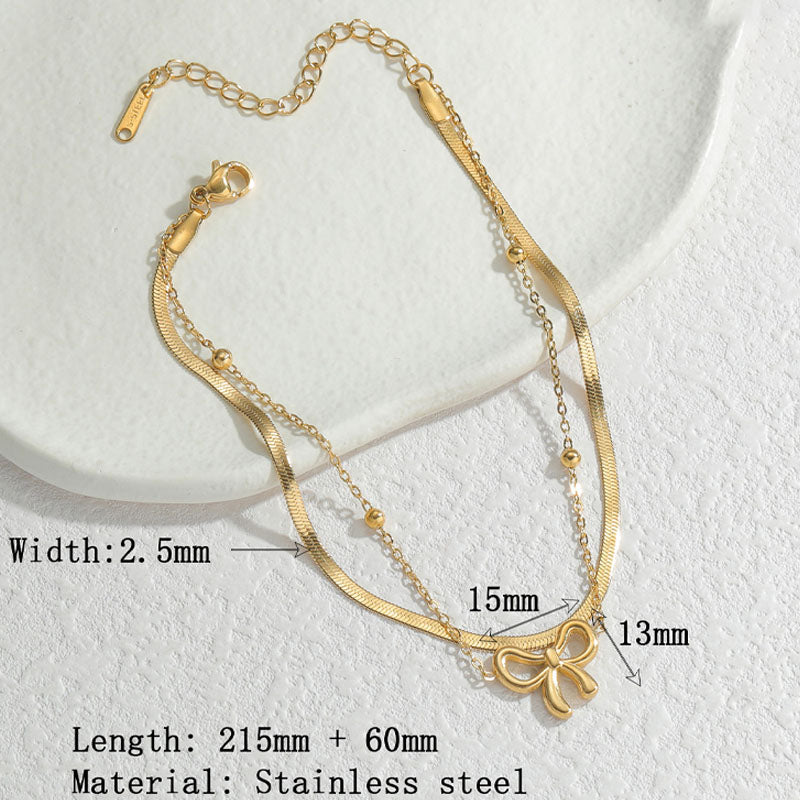 Bowknot Gold Plated Layered Sn - DippedShop Wholesale - #5299