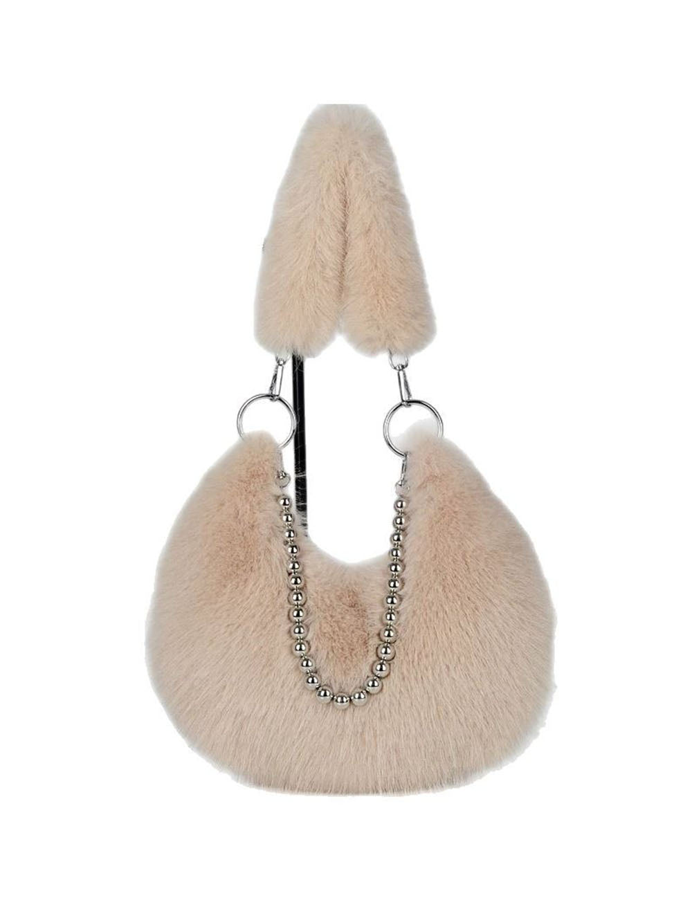 Elegant Furry Faux Fox Fur Shoulder Bag DP25G658