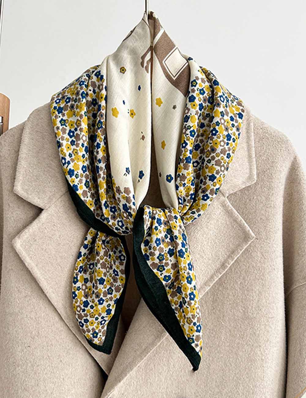 Floral Silk Square Scarf - DippedShop Wholesale - #5411