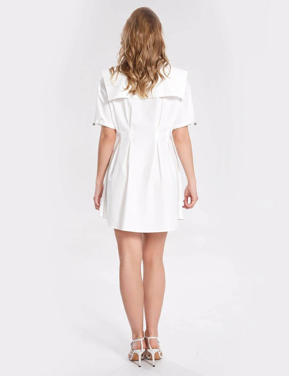 White Lapel Button Dress - DippedShop Wholesale - #2275