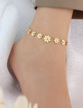 Gold Plated Cute Daisy Statement Anklets 8ZA6JAB21T