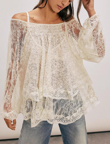 Lace Off Shoulder Bow Tie Top - DippedShop Wholesale - #0899