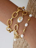Chunky Pearl Gold Chain Bracelet - DippedShop Wholesale - #7731