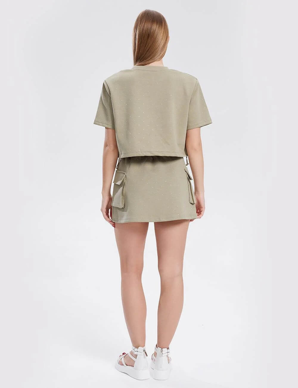 Solid Short Top Skirt Set - DippedShop Wholesale - #6019