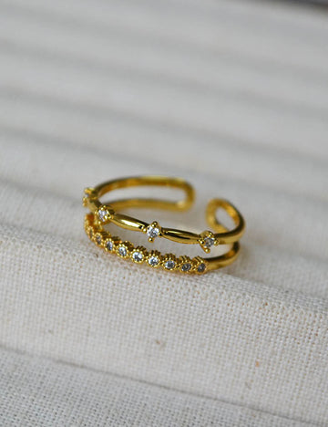 Gold Plated Zircon Double-Layer Open Ring DP25E746