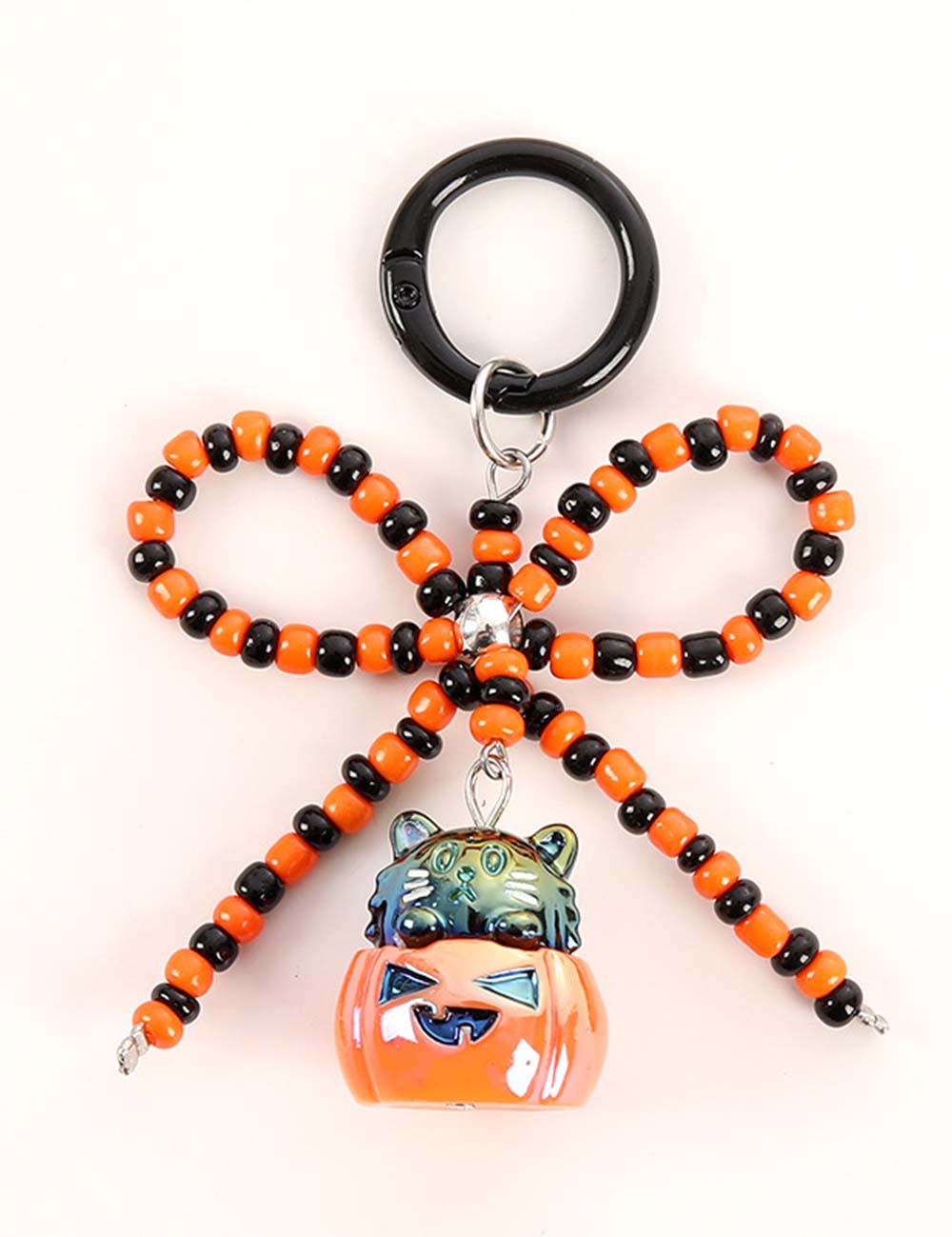 Halloween Beaded Bow Pumpkin Keychain DP25G417