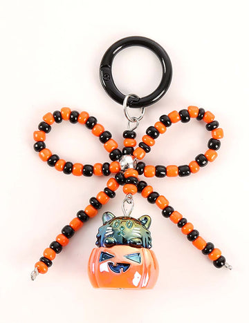 Halloween Beaded Bow Pumpkin Keychain DP25G417
