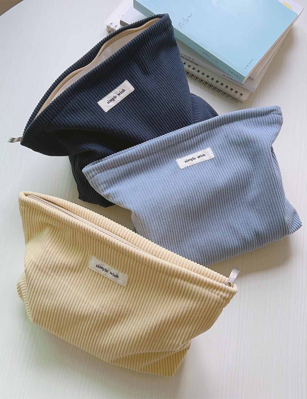 Solid Color Corduroy Simple Makeup Bag DP25E859