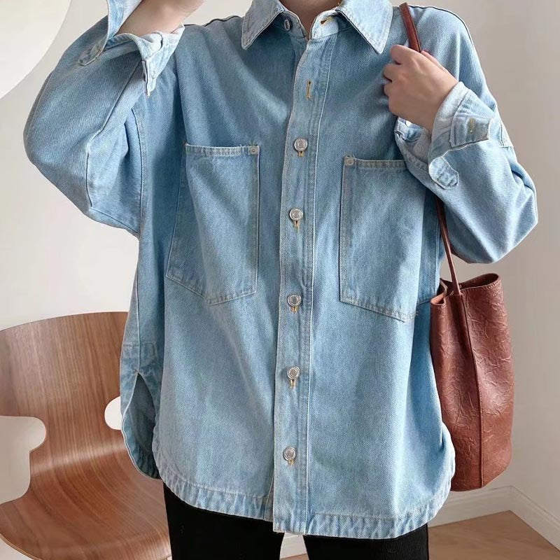 Casual Washed Denim Shirt - DippedShop Wholesale - #2739