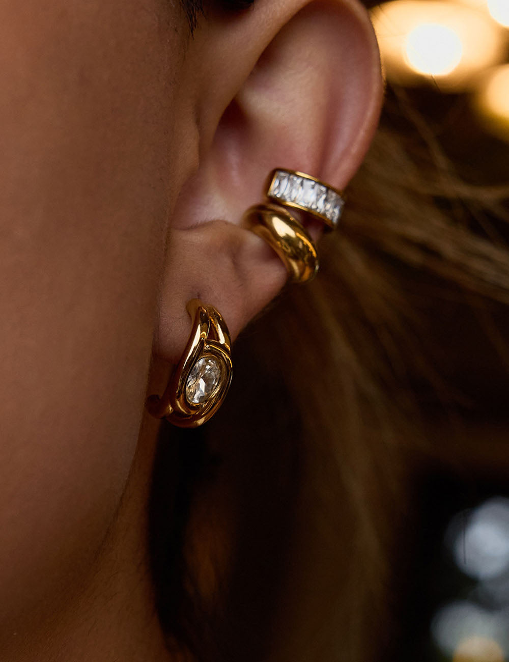 Gold Plated C-Shaped Stud Earrings - DippedShop Wholesale - #0083