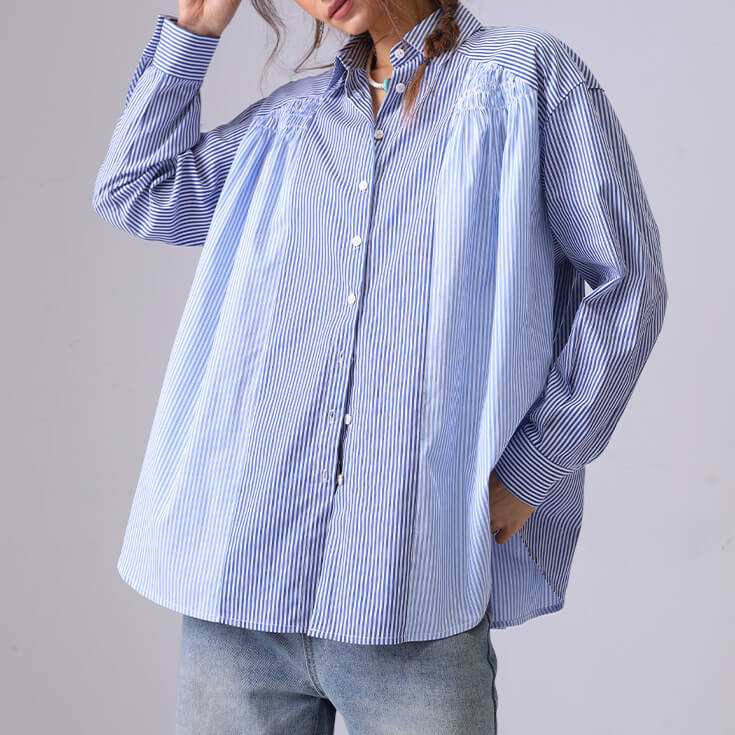 Vintage Color Block Striped Long Sleeve Top DP25D886