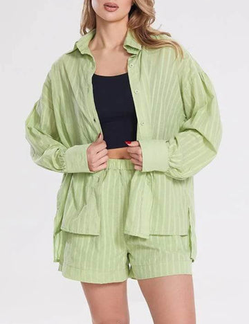 Floral Stripe Shirt Shorts - DippedShop Wholesale - #4707