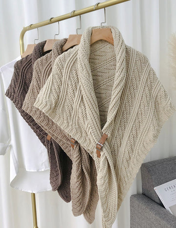 Split Triangle Solid Color Poncho Knit Scarf DPS1604