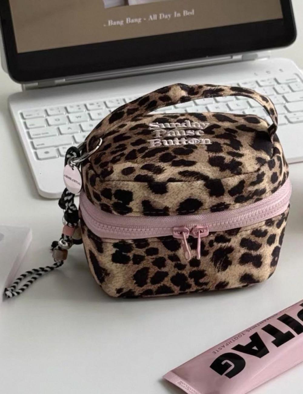 Leopard Print Travel Mini Square Makeup Bag DP25H558