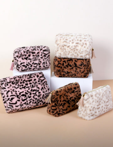 Leopard Print Plushed Large Capacity Makeup Bag DPB2508