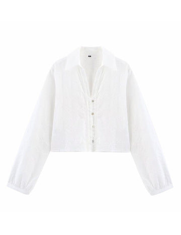 Trendy Embroidered Hollow Out Solid Color Top DP25D808