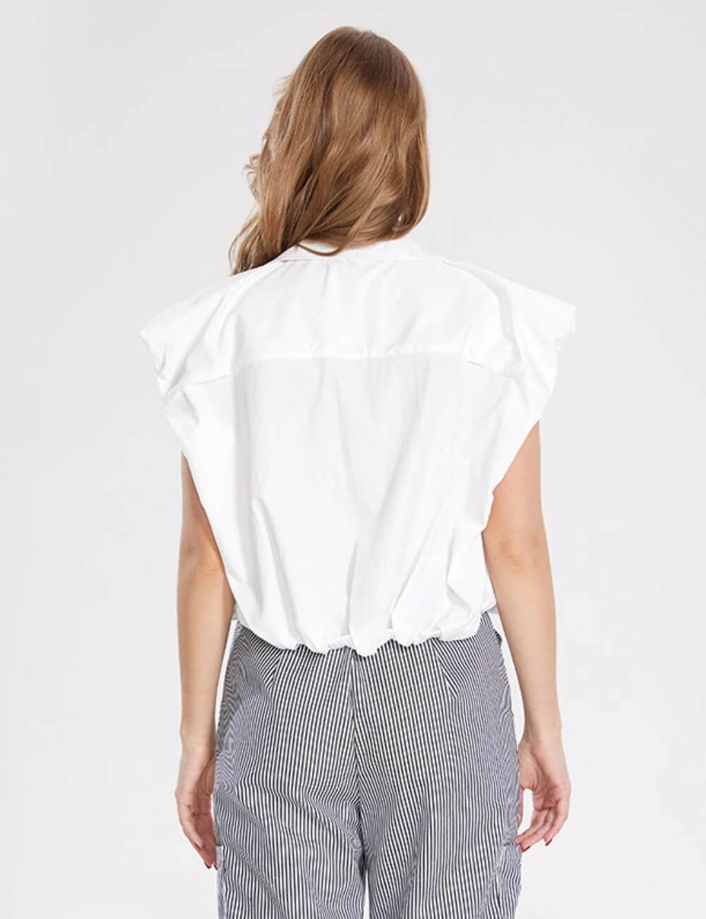 Sleeveless Lapel V-Neck Shirt - DippedShop Wholesale - #2883