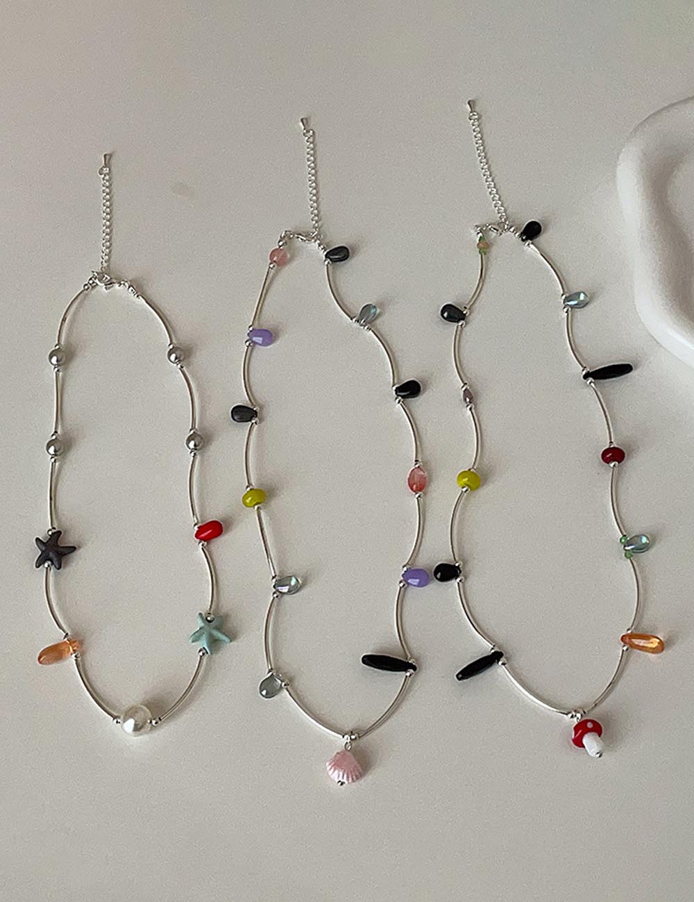 Shell Pendant Beaded Choker Necklace - DippedShop Wholesale - #2707