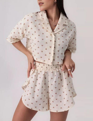 Print Button Down Set - DippedShop Wholesale - #7075