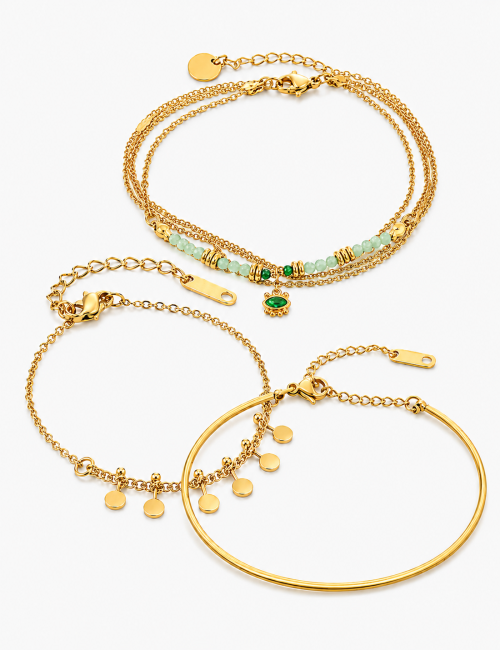 Natural Stone Beaded Chain Bracelet - DippedShop Wholesale - #9603
