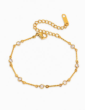 Elegant Cubic Zirconia Gold Plated Chain Bracelet 6W6JBR349