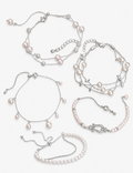 Retro Pearl Cubic Zironia Beaded Chain Bracelet 6W6JBR344