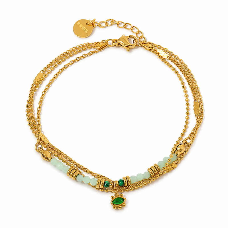 Boho Style Natural Stone Beaded Chain Bracelet 6W6JBR350