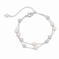 Retro Pearl Cubic Zironia Beaded Chain Bracelet 6W6JBR344