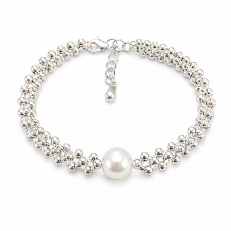 Handmade Pearl Charm Beaded Braided Bracelet 6W6JBR341