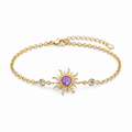 Vintage Gold Plated Zirconia Sunburst Charm Bracelet 6W6JBR333