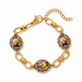 French Style Enamal Floral Print Charm Bracelet 6W6JBR332