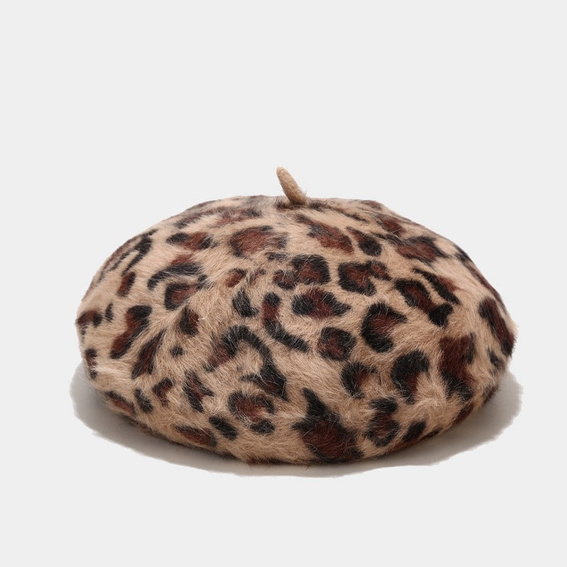 Leopard Print Beret Hat - DippedShop Wholesale - #4707