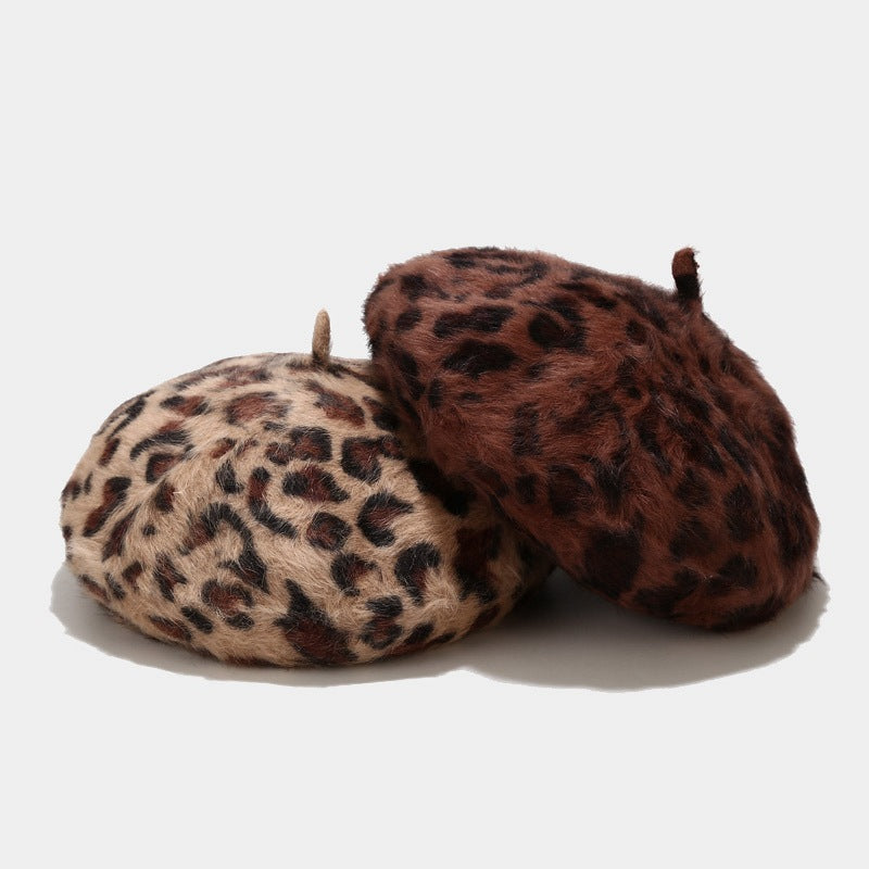 Leopard Print Beret Hat - DippedShop Wholesale - #0867