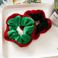 Christmas Color Block Soft Velvet Hair Scrunchie 6W6HSR437