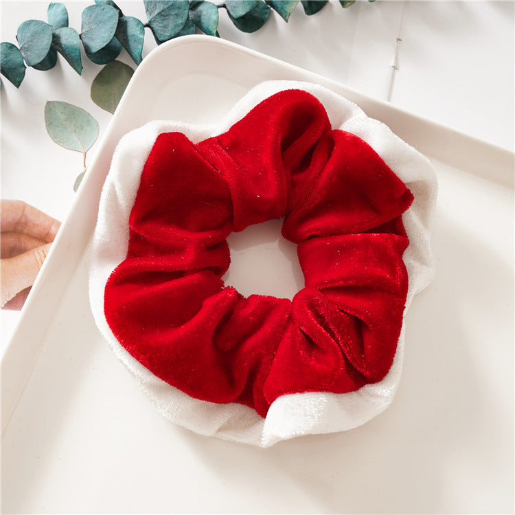 Christmas Color Block Soft Velvet Hair Scrunchie 6W6HSR437