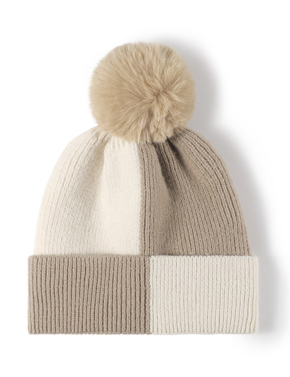 Contrast Color Padded Daily Knit Pom Beanie DPKB0309