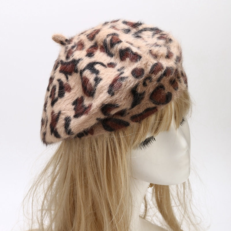 Leopard Print Beret Hat - DippedShop Wholesale - #0243