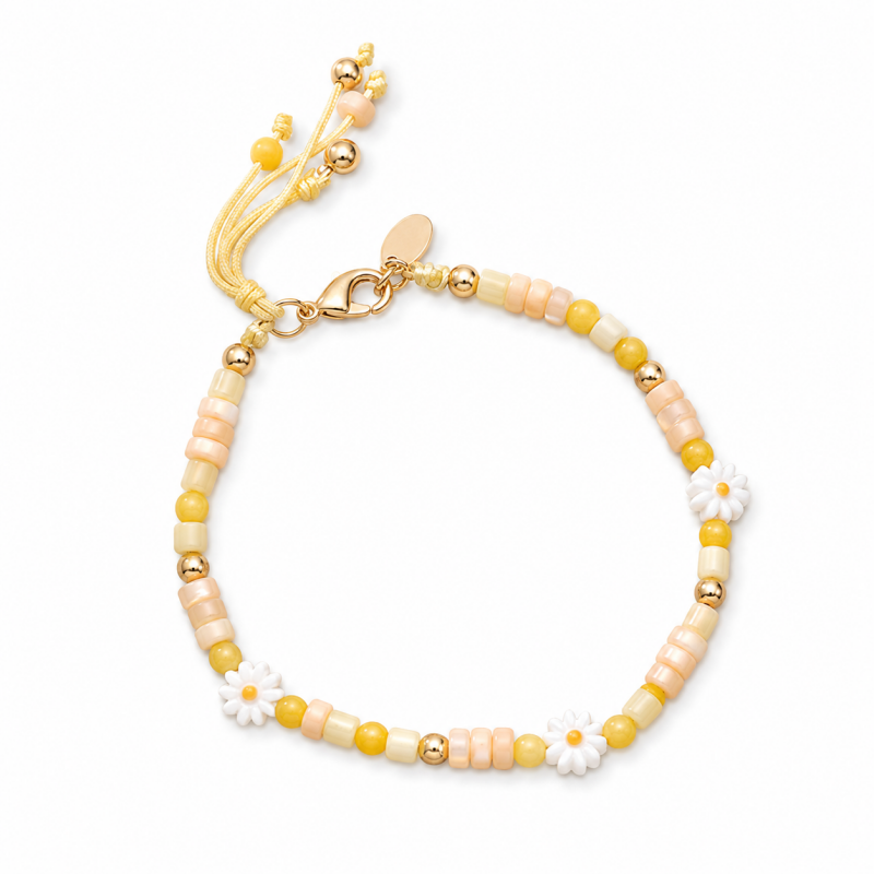 Fresh Pearl Flower Charm Beaded Chain Bracelet 6W6JBR346