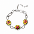 French Style Enamal Floral Print Charm Bracelet 6W6JBR332