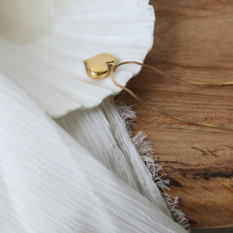 Minimalist Gold Heart Plated Snake Chain Necklace 6W6JNC1081