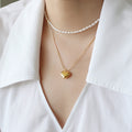 Minimalist Gold Heart Plated Snake Chain Necklace 6W6JNC1081