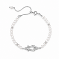 Retro Pearl Cubic Zironia Beaded Chain Bracelet 6W6JBR344