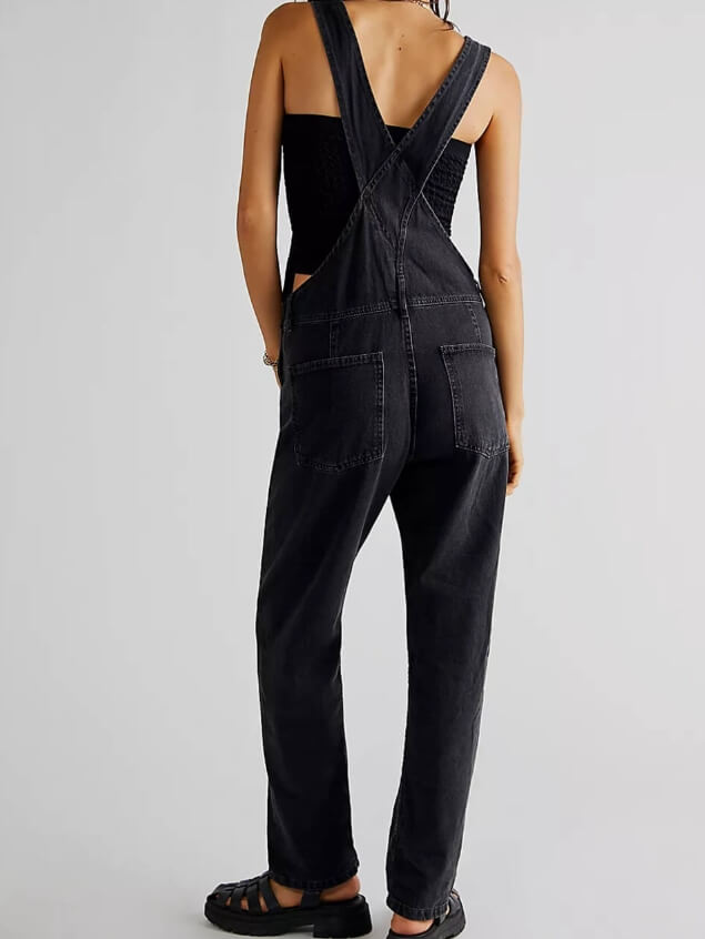 Casual Washed Strap Denim Jumpsuit DP25B848