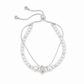 Retro Pearl Cubic Zironia Beaded Chain Bracelet 6W6JBR344