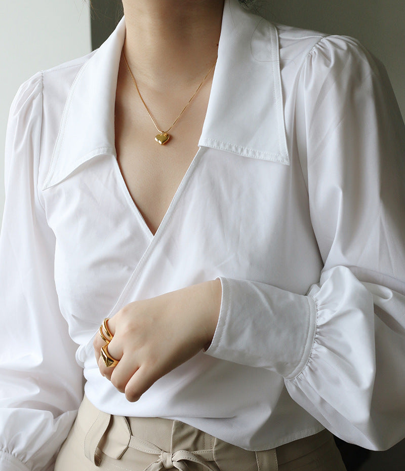 Minimalist Gold Heart Plated Snake Chain Necklace 6W6JNC1081
