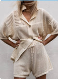 Knitted Button Top and Short Set - DippedShop Wholesale - #6531