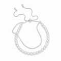 Retro Pearl Cubic Zironia Beaded Chain Bracelet 6W6JBR344