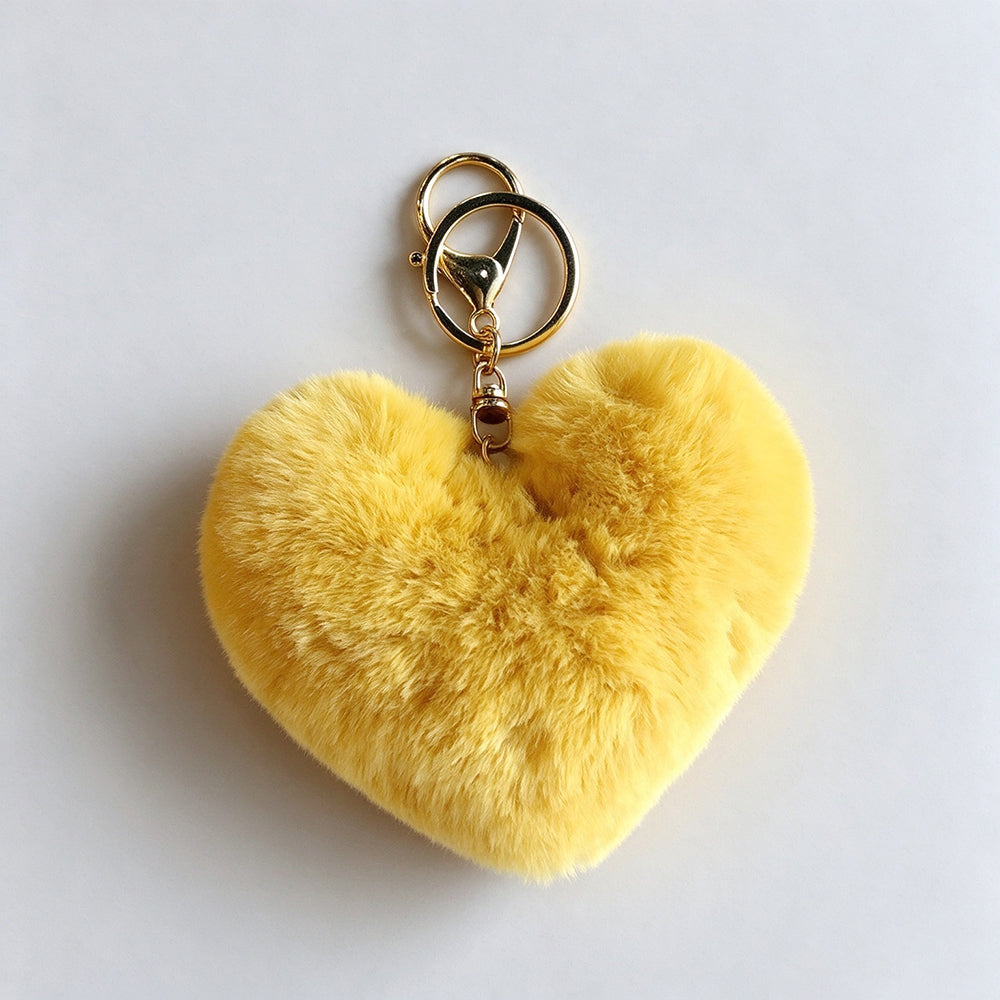 Faux Fur Heart Keychain - DippedShop Wholesale - #1827