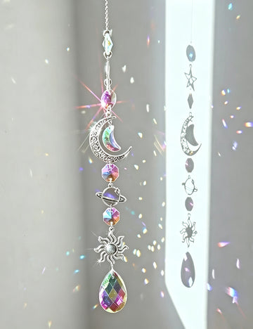 Celestial Moon Star Crystal Wind Chime Suncatcher 6H7HLS201