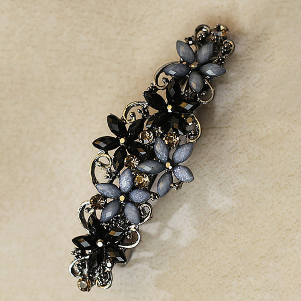 Rhinestone Flower Hair Barrette - DippedShop Wholesale - #0867